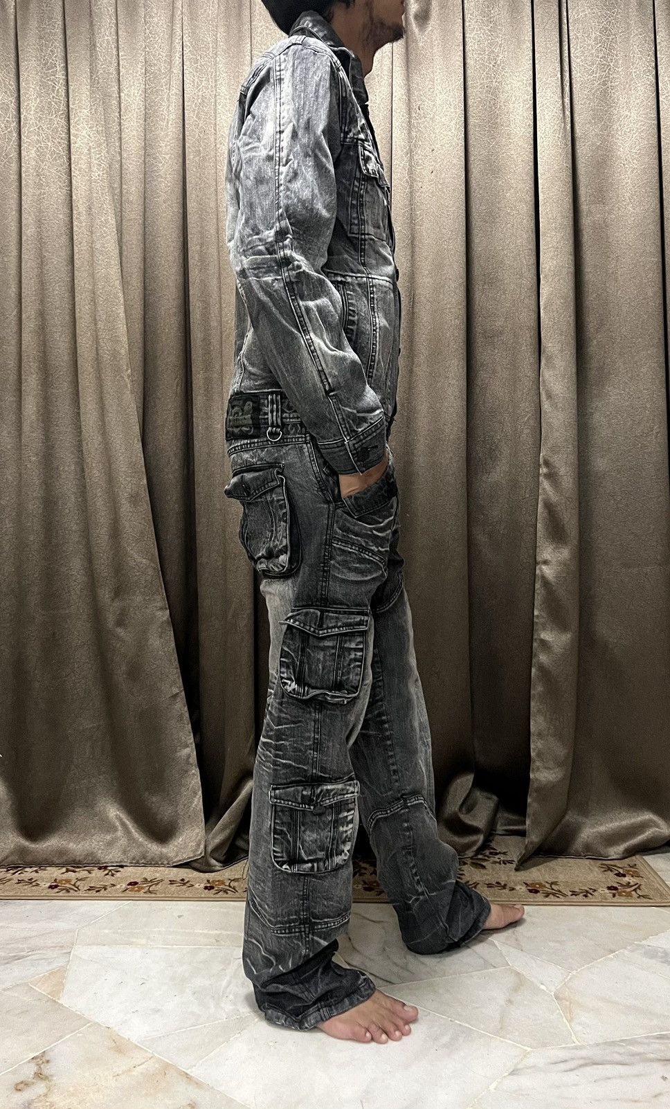 Japanese Brand LowBox Tactical Multipocket Punk Style Denim Overall Size US 35 - 20 Thumbnail