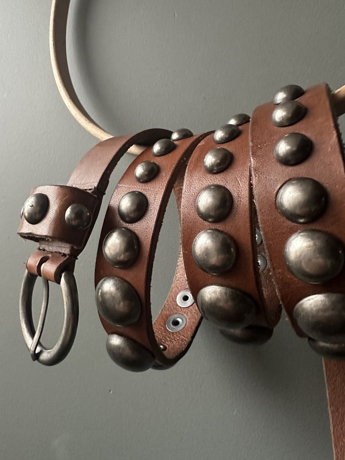 Vintage Vintage Leather Metallic Sphere Belt Size ONE SIZE - 2 Thumbnail