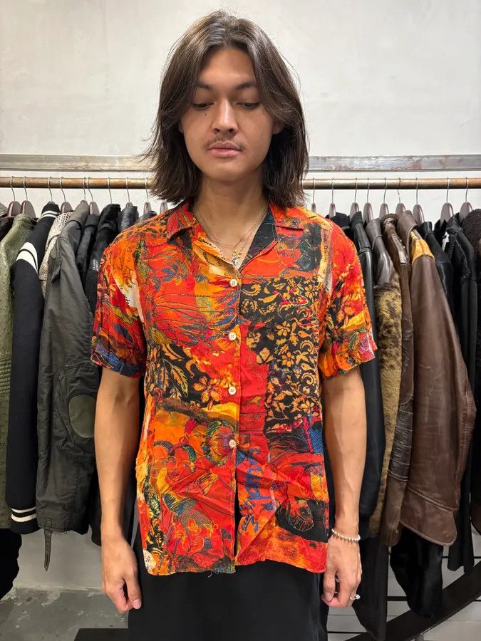 Vintage 2000s Iceberg Red Exotic Painting Print Shirt Size US M / EU 48-50 / 2 - 2 Thumbnail