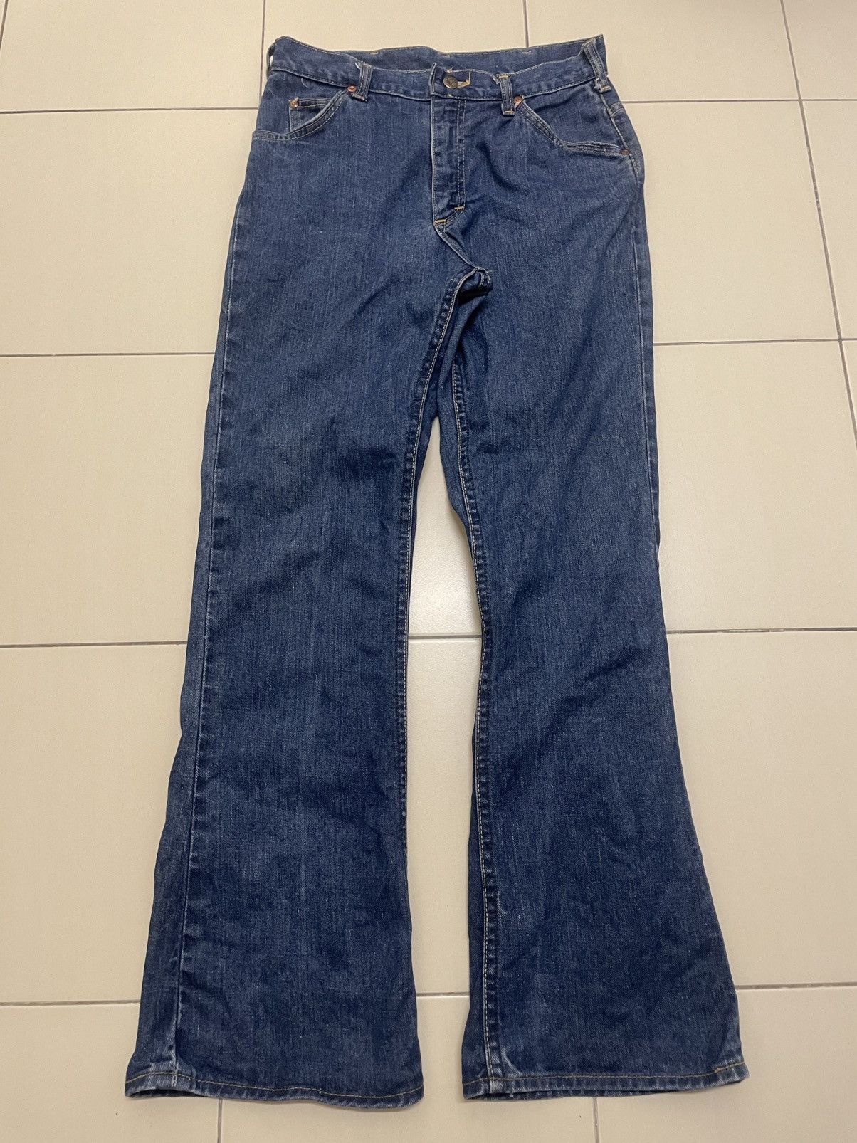Vintage Vtg 70s Lee Riders High Rise Flare Jeans Talon 42 Zipper Size US 29 - 1 Thumbnail