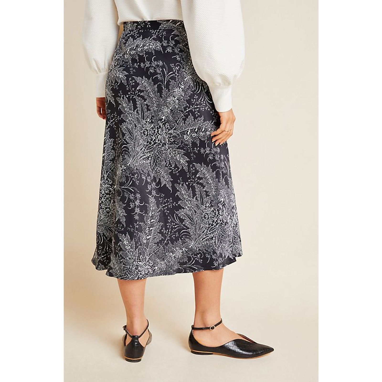 Anthropologie New Anthropologie Bias Satin Midi Skirt $110 SIZE 8 Floral Size 30" / US 8 / IT 44 - 2 Thumbnail