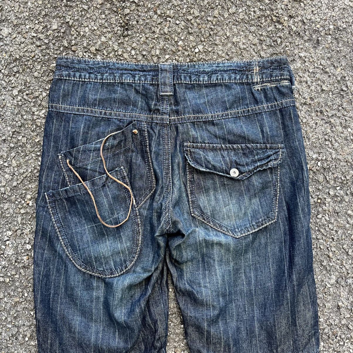 Marithe + Francois Girbaud Crazy Vintage Y2K MFG Striped Jeans Blue Denim Size US 33 - 12 Thumbnail
