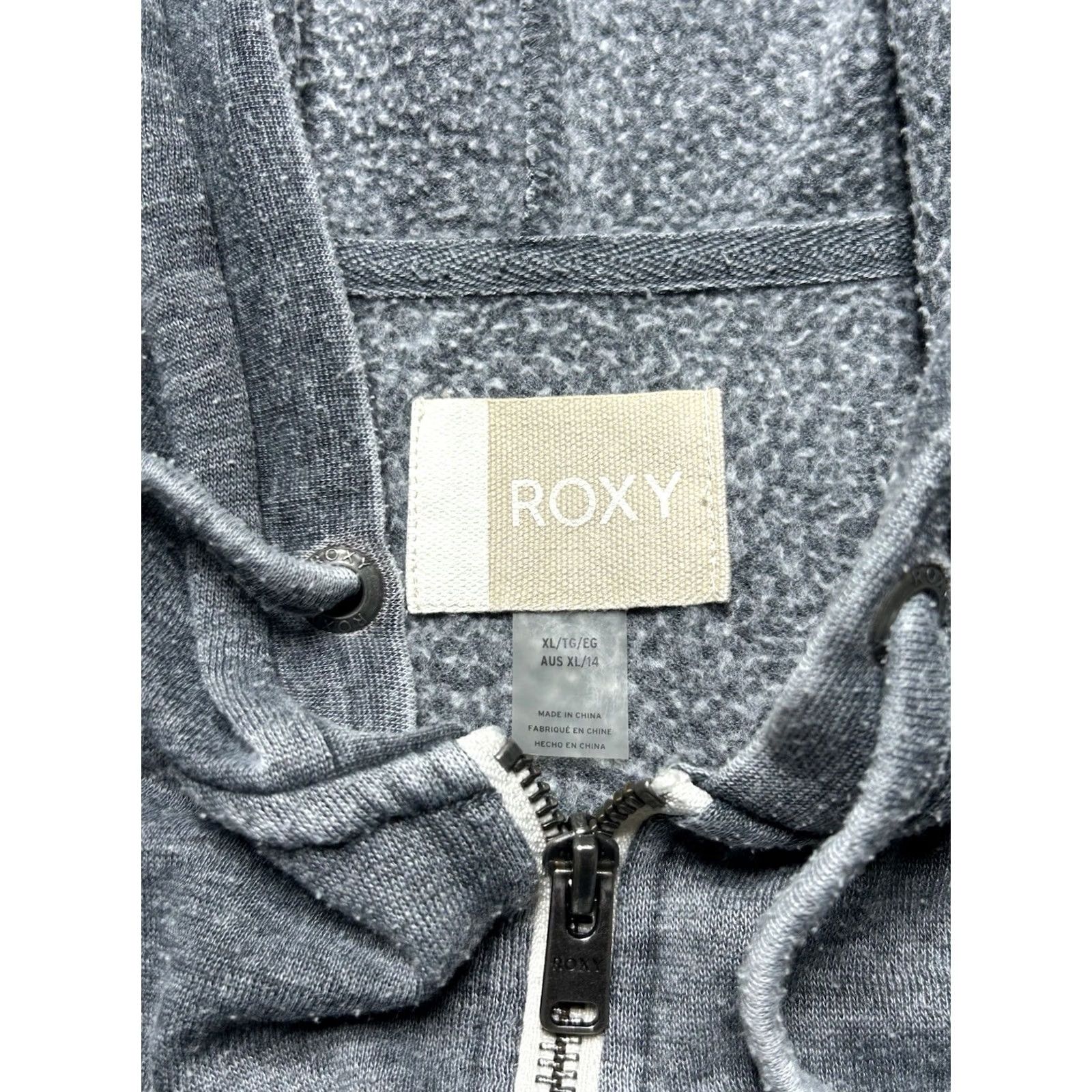 Vintage ROXY Surf Hoodie Sweatshirt Full Zip Gray Women’s XL Beach Activewear Size XL / US 12-14 / IT 48-50 - 5 Thumbnail