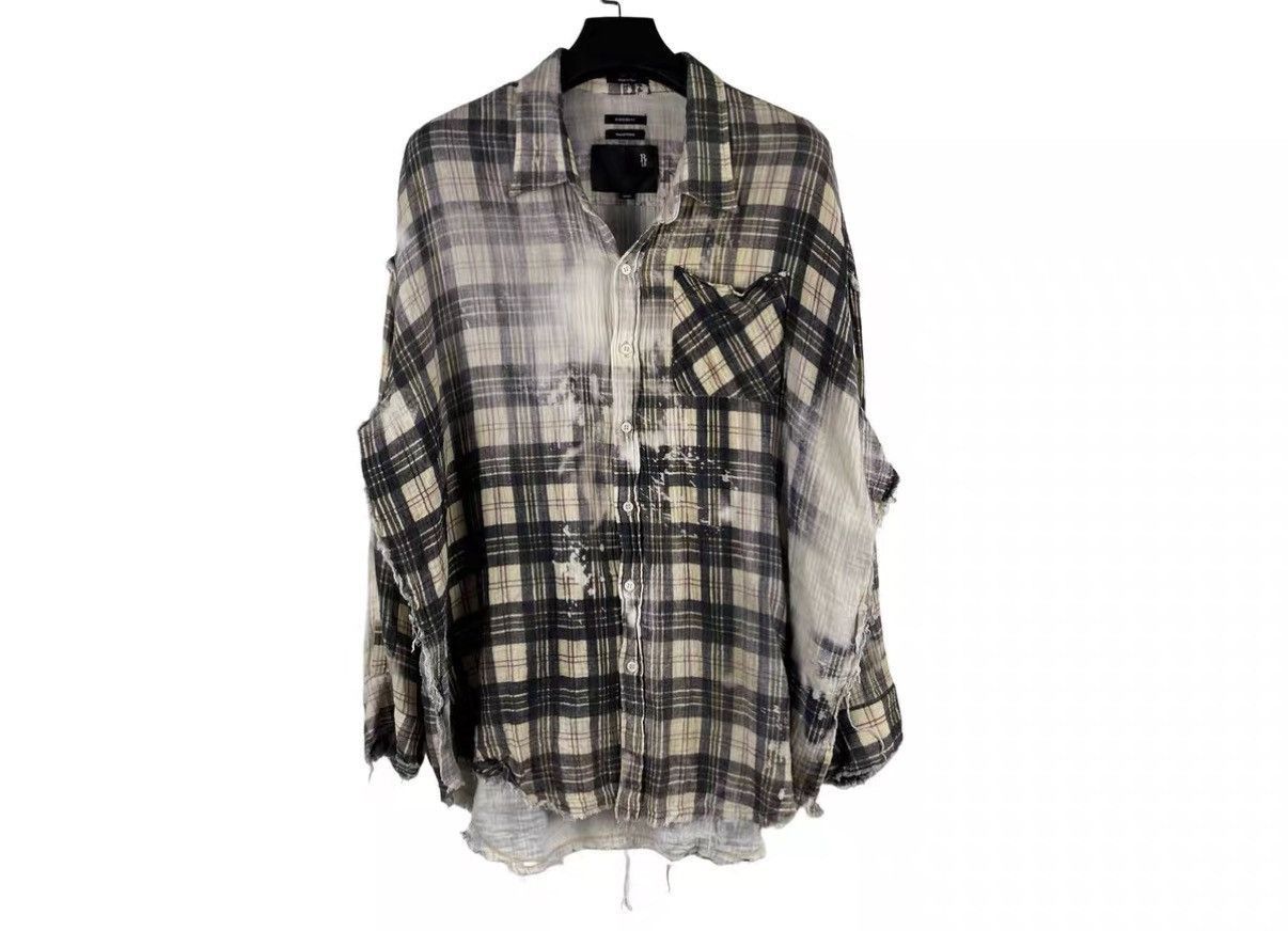 R13 Brown Plaid Distressed Button-Up Shirt Size US S / EU 44-46 / 1 - 1 Thumbnail