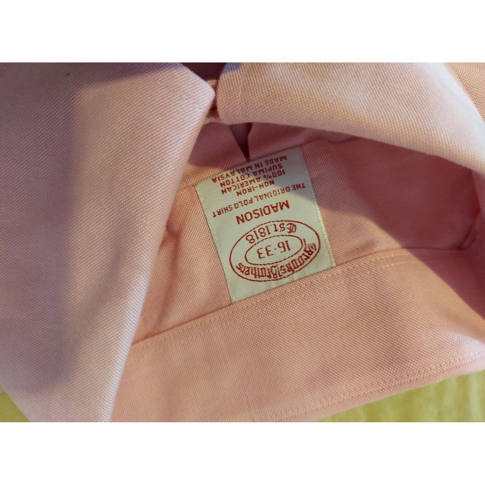 Brooks VINTAGE Brooks Brothers Dress Shirt 16 33 Pink Cotton Mens Shirt 16 Mens Size 42R - 3 Thumbnail