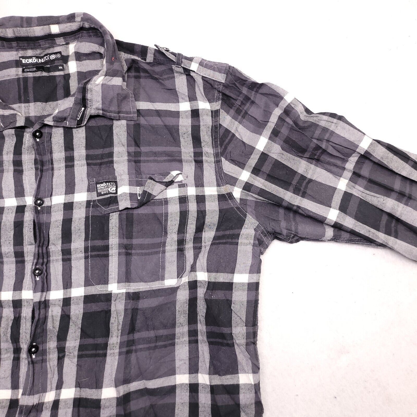 Ecko Unltd. Ecko Unltd Madras Flannel Shirt Men Size Extra Large XL Gray Size US XL / EU 56 / 4 - 5 Thumbnail