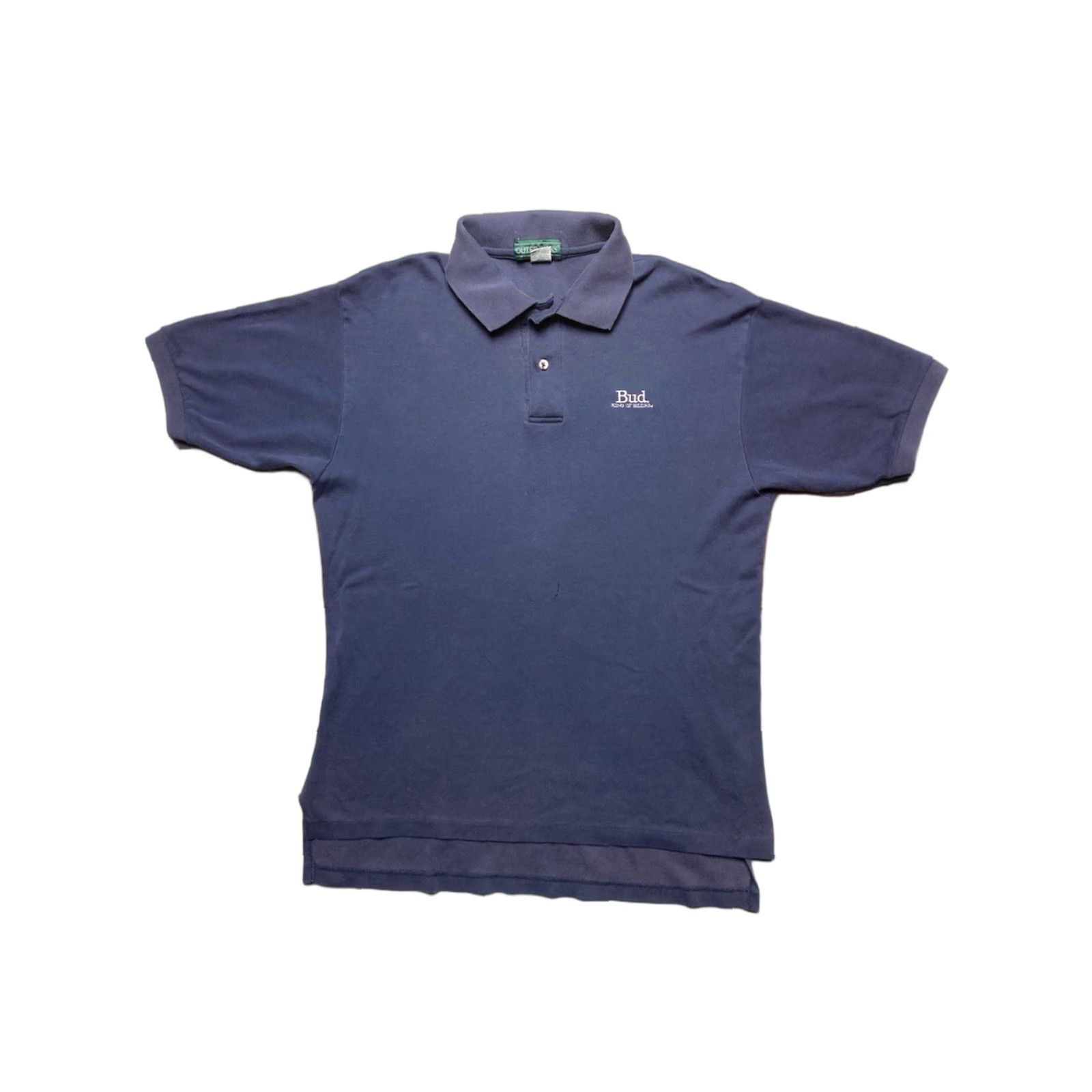 Vintage VINTAGE Outer Banks Polo Shirt Men T-Shirt Beer Budweiser King of Beers Cotton Blue Large MJJ1 Size US L / EU 52-54 / 3 - 1 Thumbnail