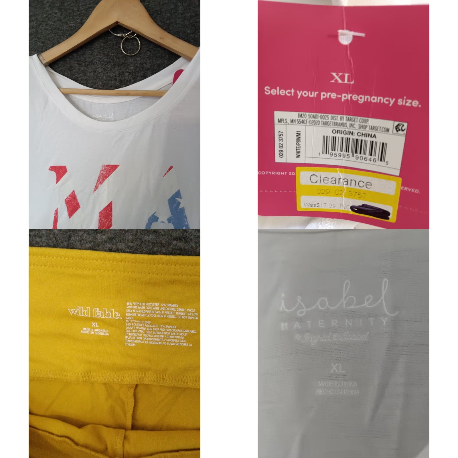 Vintage Wild Fable + Isabel Maternity Women's Knit Biker Shorts Set XL Mustard + White Ladies Activewear Outfit/Set XS? XL? Size 40" / US 18 - 8 Thumbnail