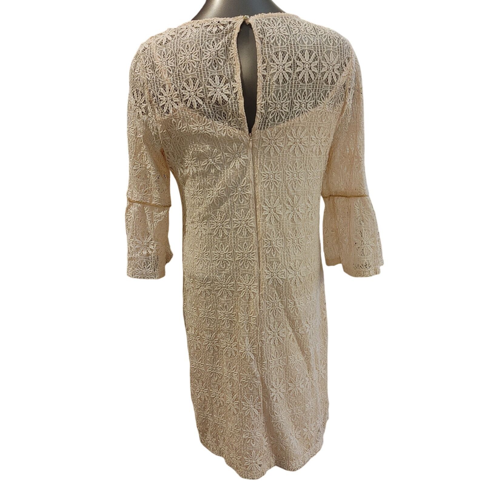 Jessica Simpson Jessica Simpson Womens 14 Pastel Peach Longsleeve Lace Dress Size XL / US 12-14 / IT 48-50 - 2 Thumbnail