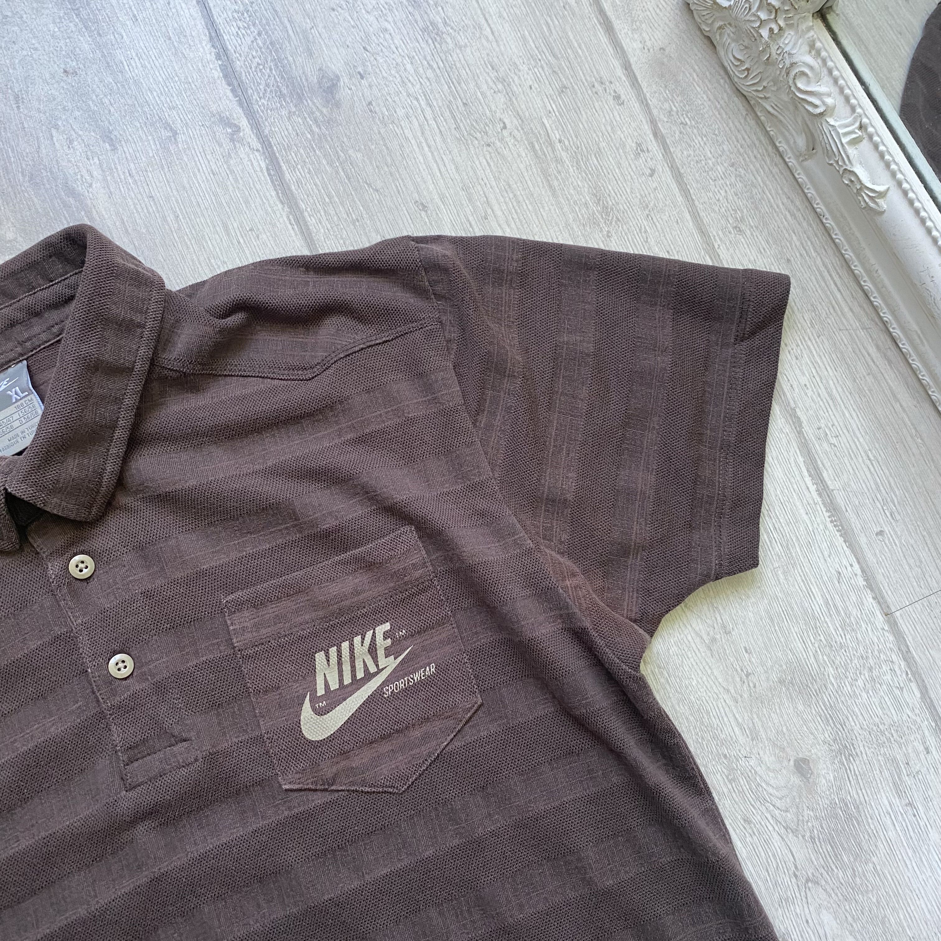 Nike 🤎 Vinage Nike Polo tee Brown 90s silver tags Swoosh Size US M / EU 48-50 / 2 - 4 Thumbnail