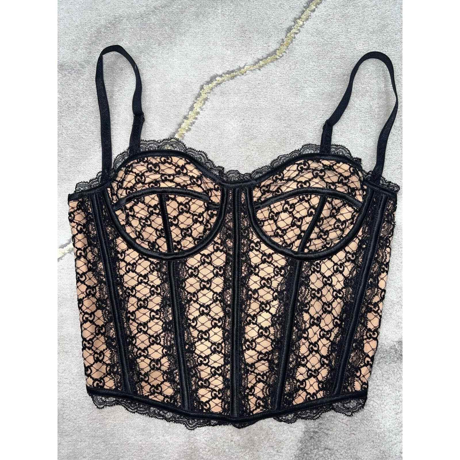 Gucci Gucci Net Corset Black Nude Bustier Lace Shirt Top S Small Size S / US 4 / IT 40 - 5 Thumbnail