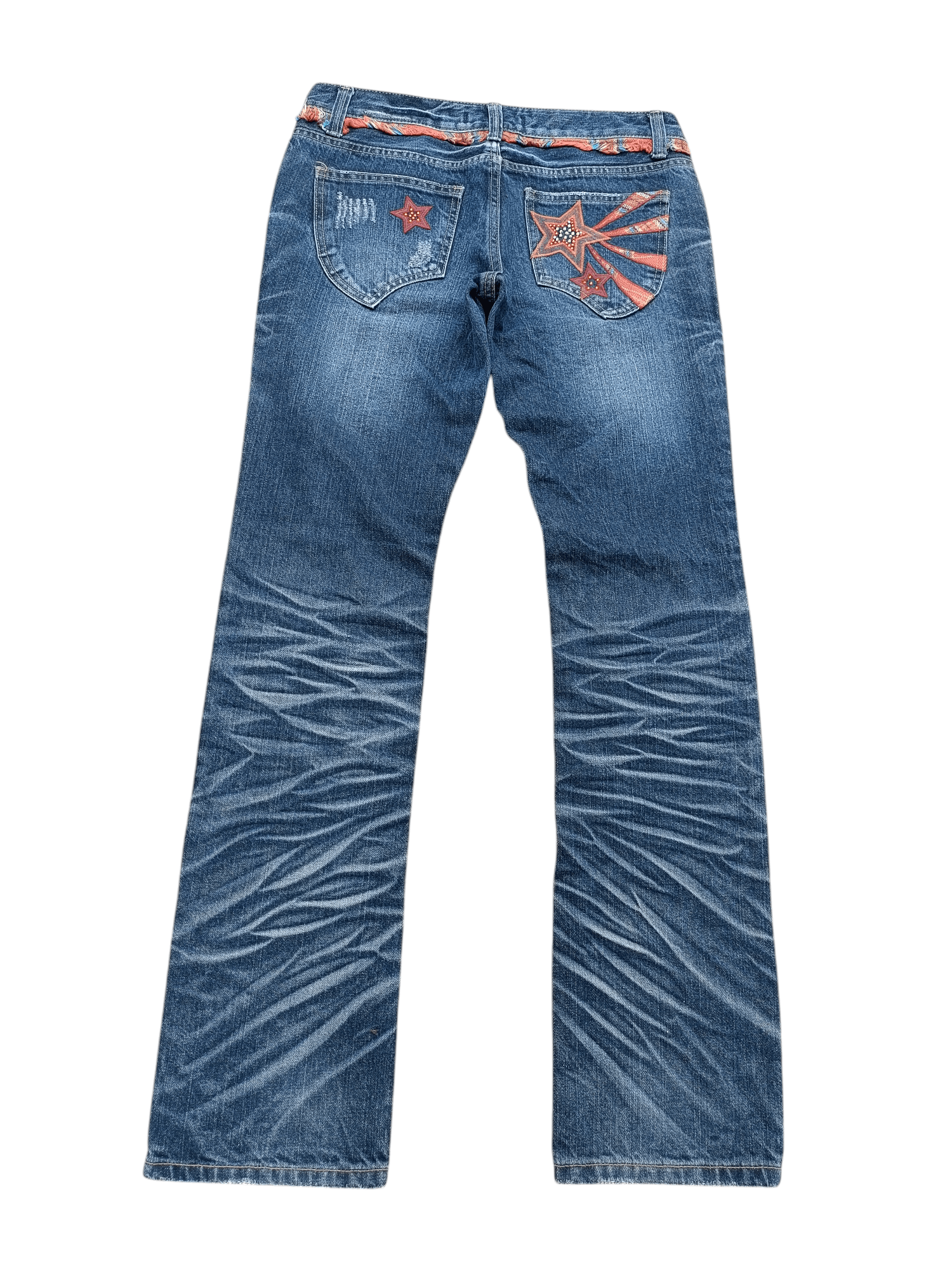 Japanese Brand BUZZ SPUNKY Skinny Distressed Whiskers Faded Rare Design Size US 30 / EU 46 - 14 Thumbnail