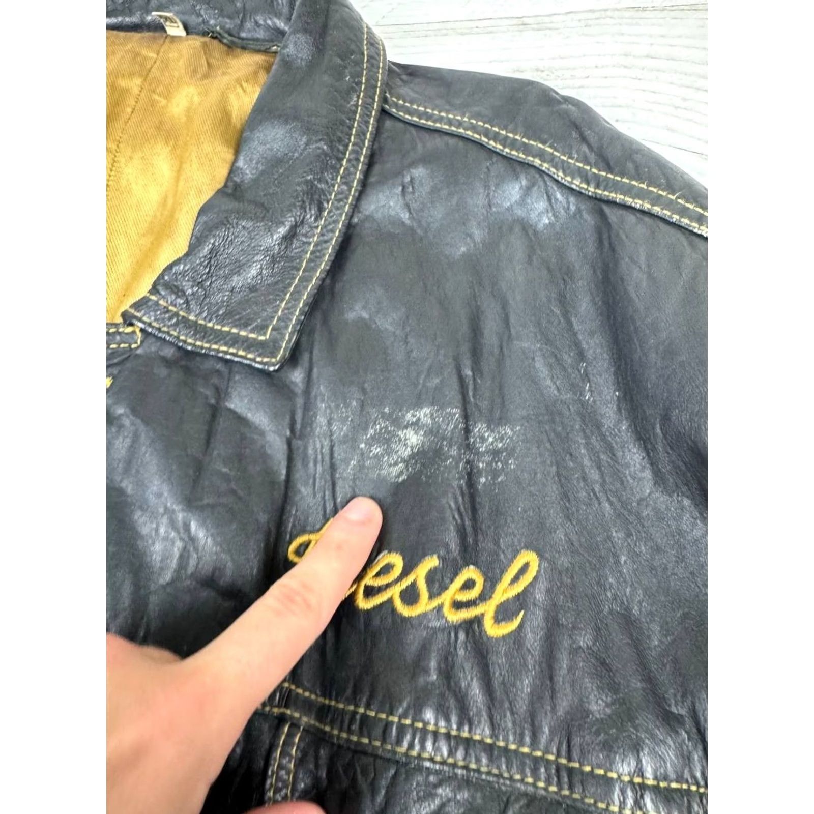 Diesel VINTAGE Nike? Diesel Leather Jacket 90s Big Logo Biker Men XL Black Size XL - Note: Original title provided; no new info added. Size US XL / EU 56 / 4 - 6 Thumbnail