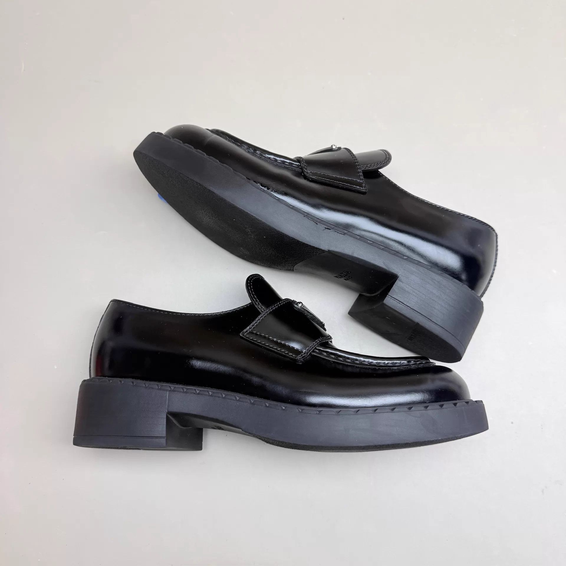 Prada Prada Black & Silver Tri Logo Loafers 35.5 99 New Size US 5 / IT 35 - 4 Thumbnail
