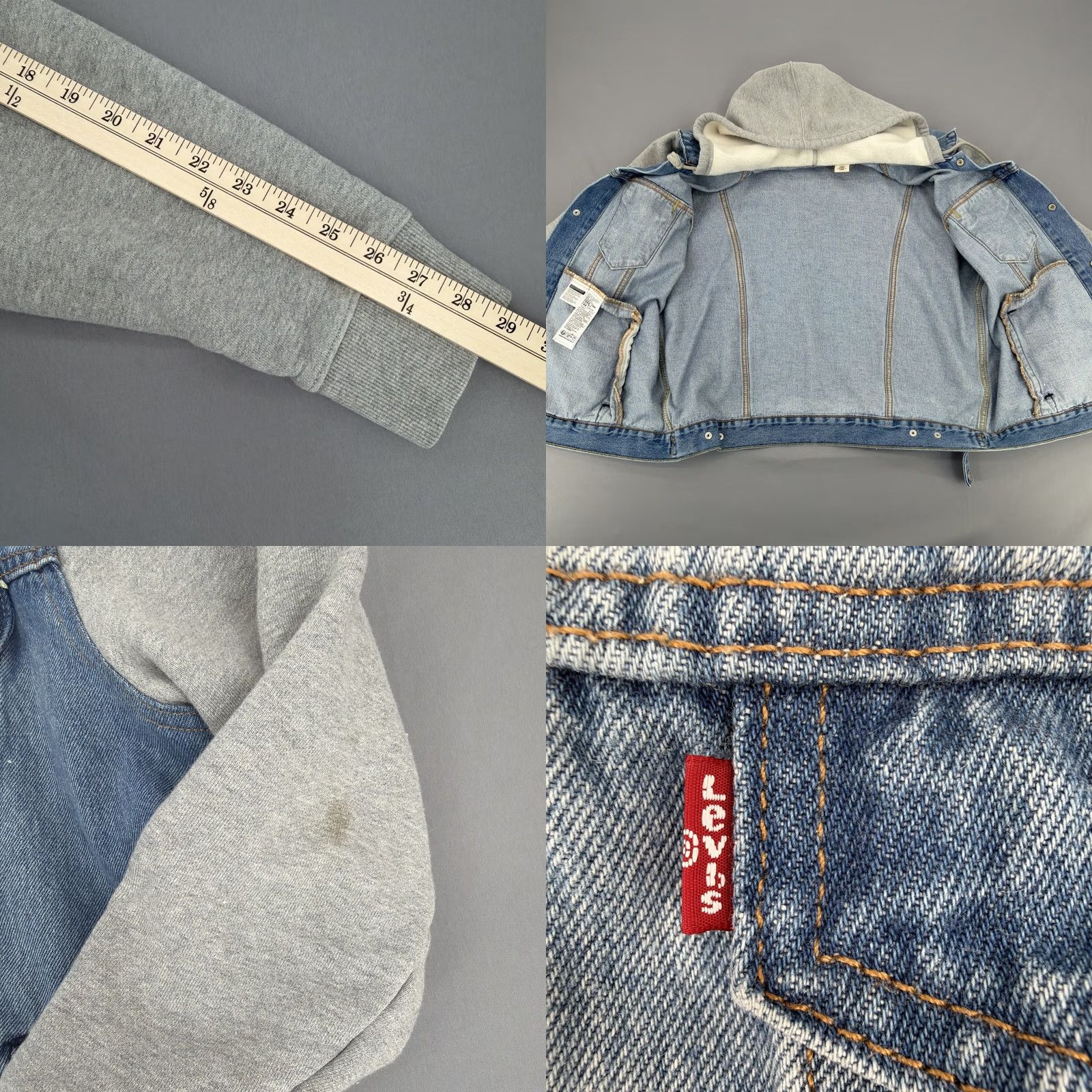 Levi's Levi’s Jacket Mens Large Blue Denim Sherpa Hooded Trucker Fleece Lined Size US L / EU 52-54 / 3 - 8 Thumbnail