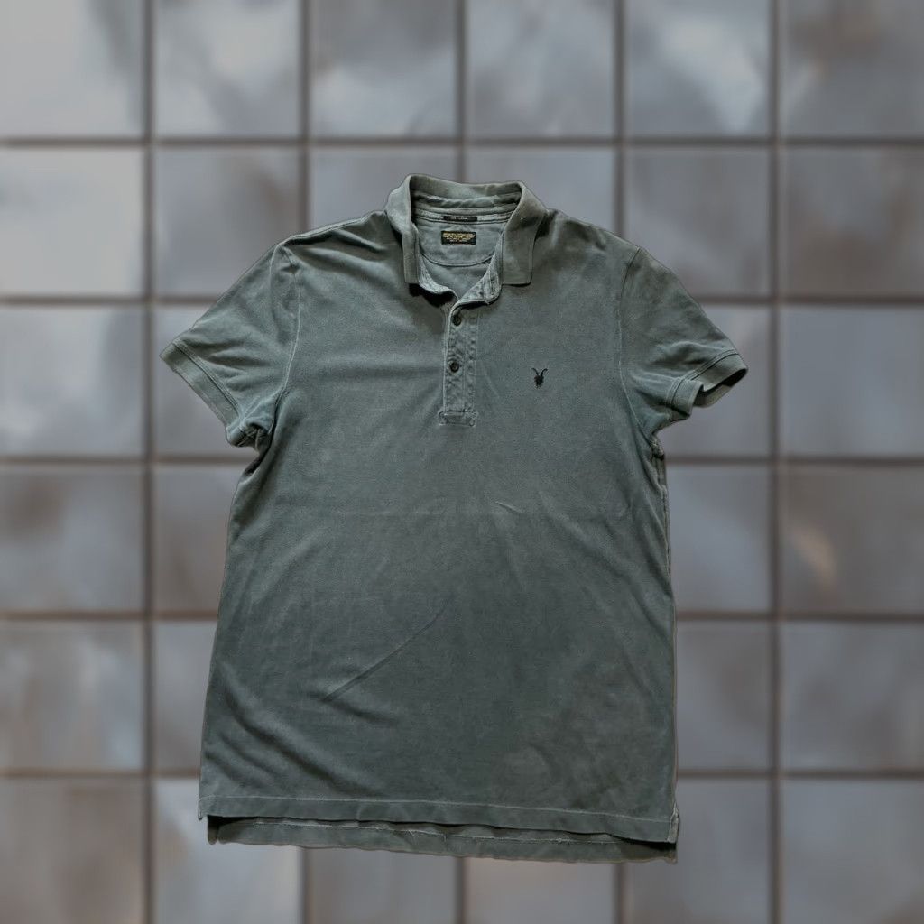 Allsaints AllSaints Spitalfields Sandringham Ram Skull Cotton Gray S/S Polo Shirt Large Mens Size US L / EU 52-54 / 3 - 1 Thumbnail