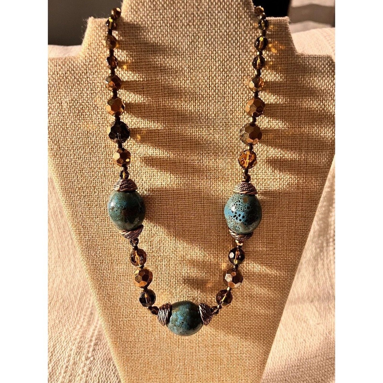 Other Premier Design Aztec Beads Glass & Brass Necklace Size ONE SIZE - 1 Thumbnail