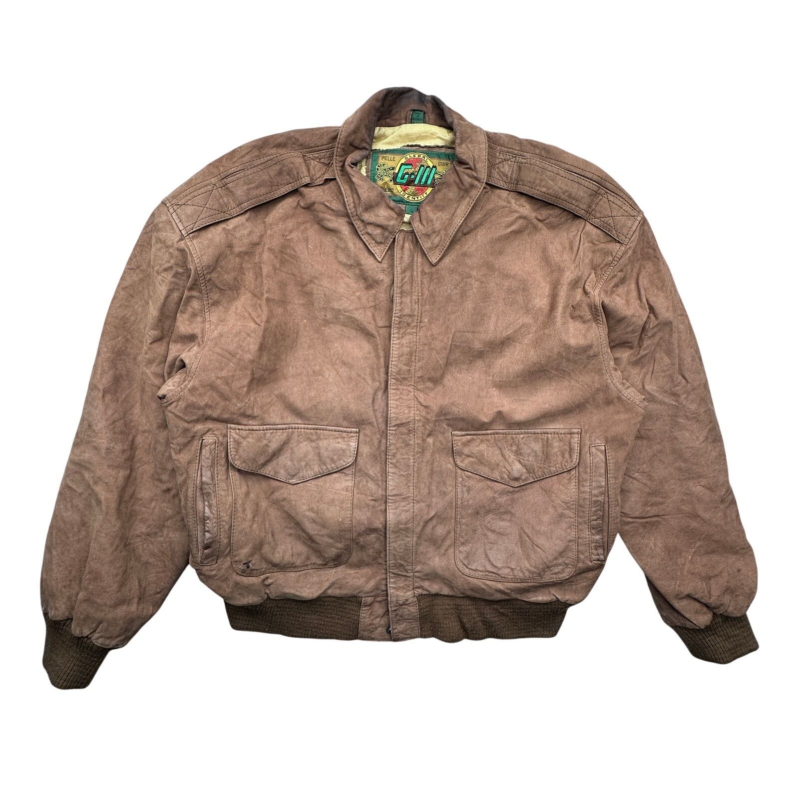 G-III Vintage Global Identity GIII Leather Aviator Bomber Jacket L Size US L / EU 52-54 / 3 - 1 Thumbnail