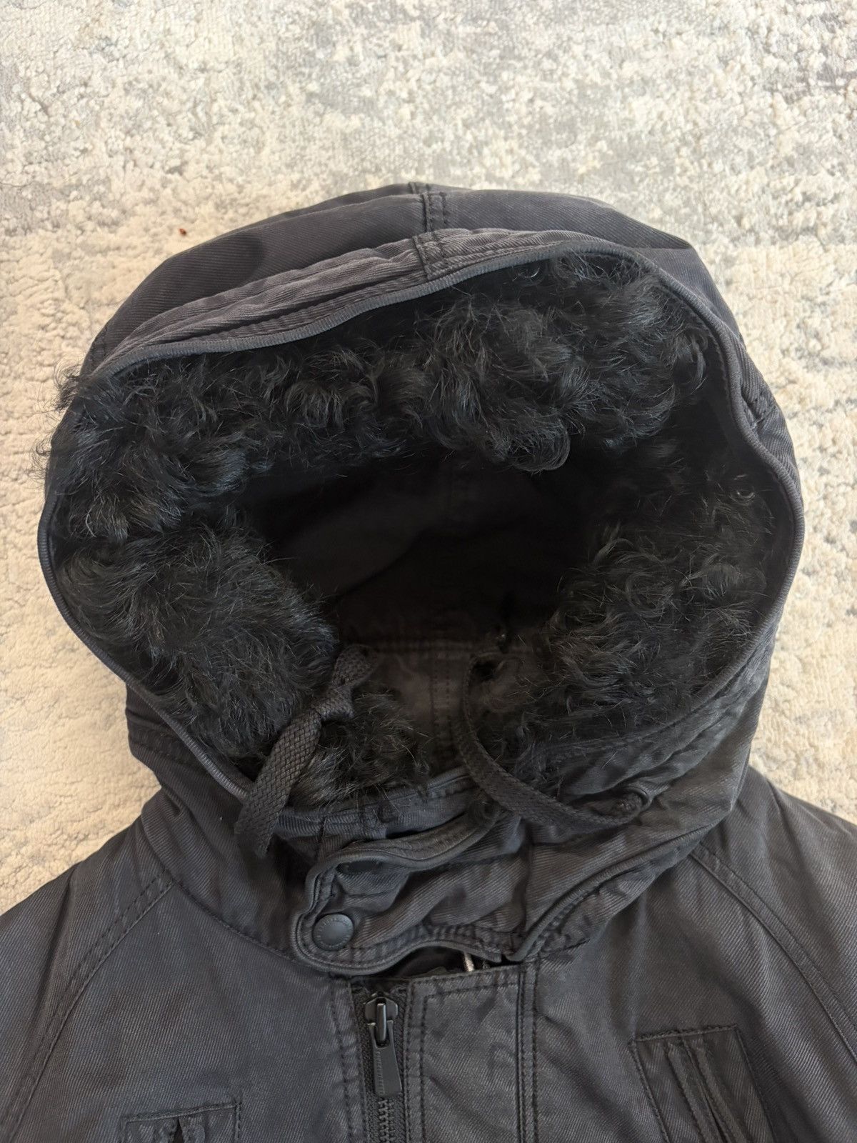 Neil Barrett Fur Hood Black Denim Jacket Size US XS / EU 42 / 0 - 2 Thumbnail