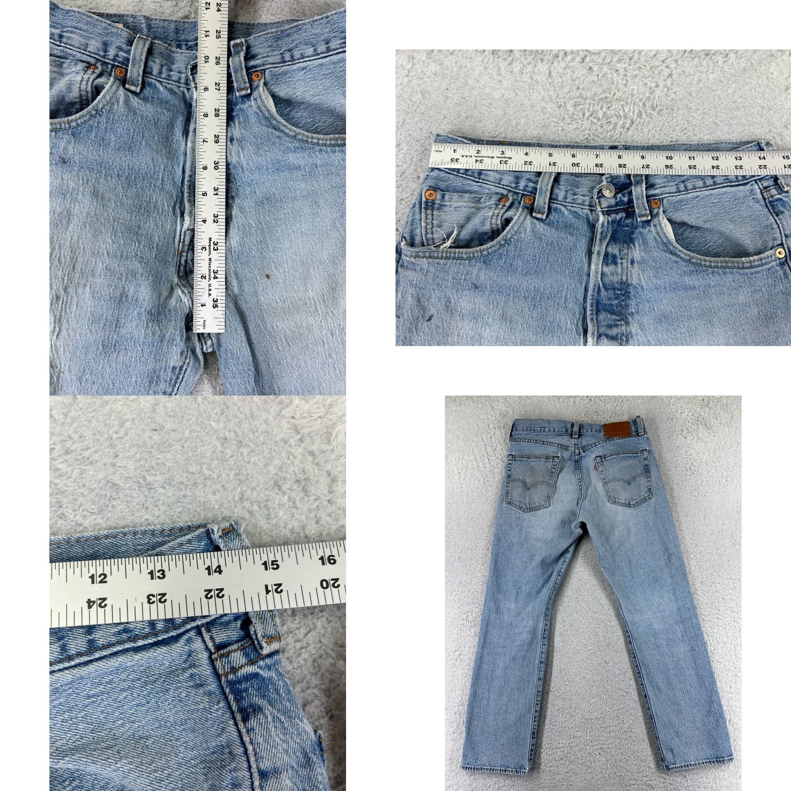 Levi's Levi's 501 Jeans Denim Blue Regular Adult 31 28x27 Button Fly Distressed 5-Pocket Solid Cotton Blend Vintage No Size US 31 - 9 Thumbnail