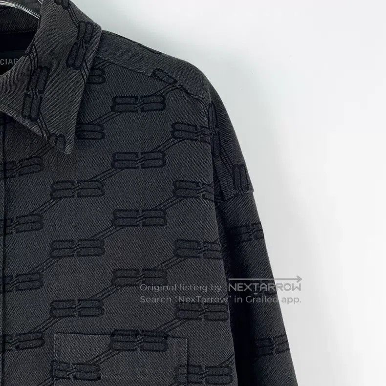 Balenciaga Balenciaga Black Lock Logo Full Print Mulberry Silk Collar Size US S / EU 44-46 / 1 - 3 Thumbnail