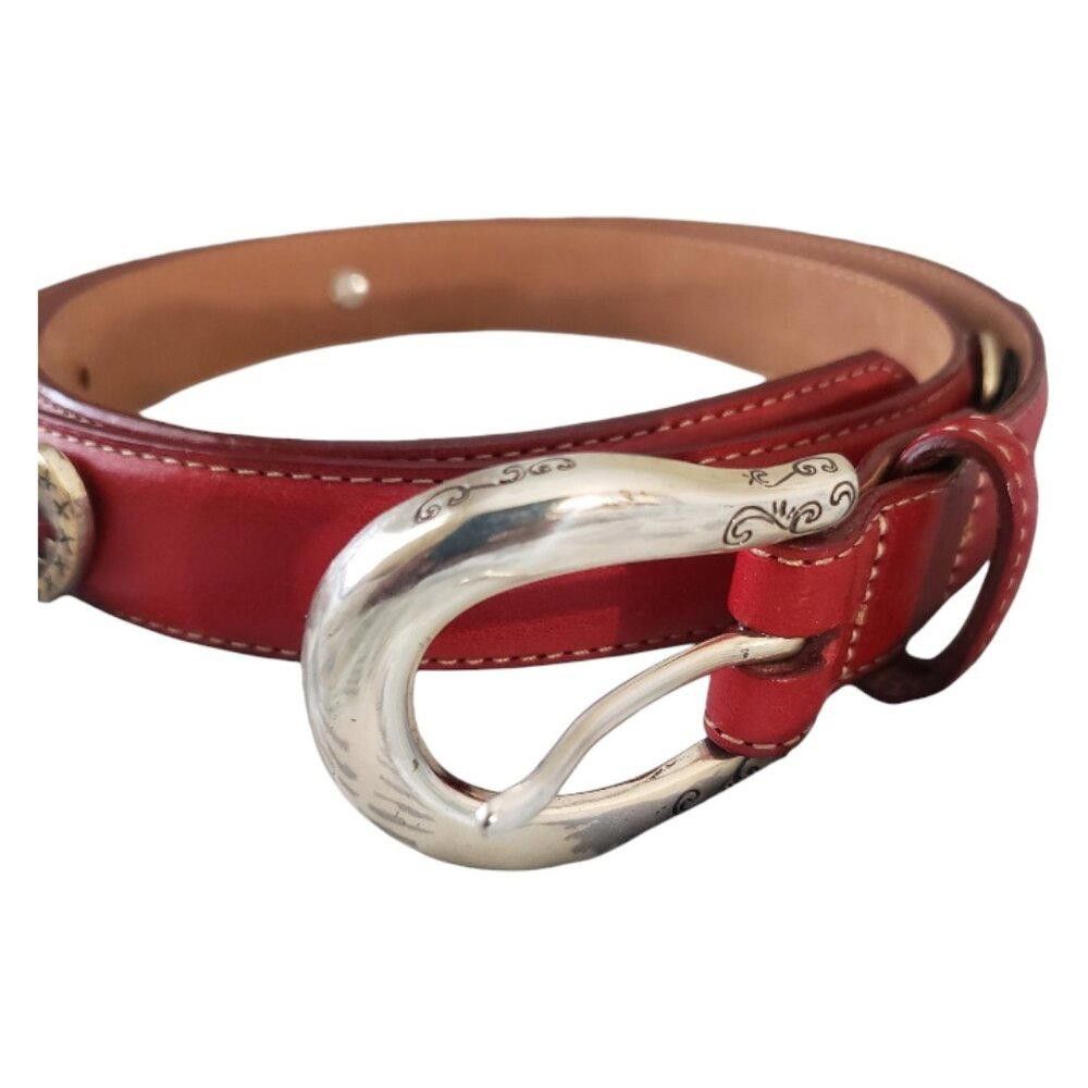 Brighton Brighton Red Heart Embellished Leather Belt Size ONE SIZE - 1 Thumbnail