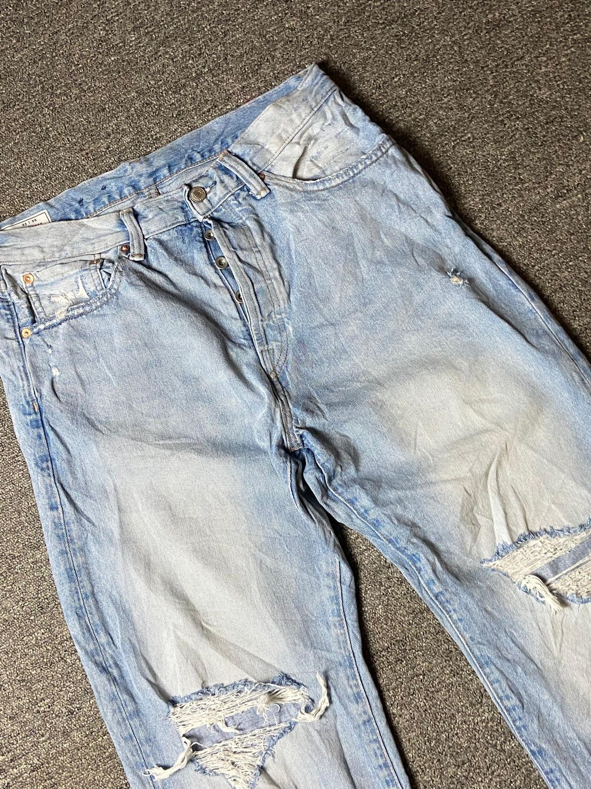Gap × Vintage GAP 90’s Loose Cut Distressed Denim Ripped Jeans (123) Size US 33 - 6 Thumbnail