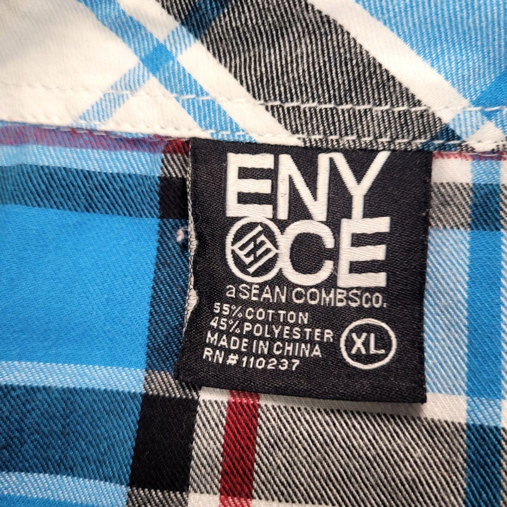 Enyce Enyce Mens XL Blue White Plaid Button Down Shirt Colorblock Y2K Streetwear NYC Size US XL / EU 56 / 4 - 3 Thumbnail