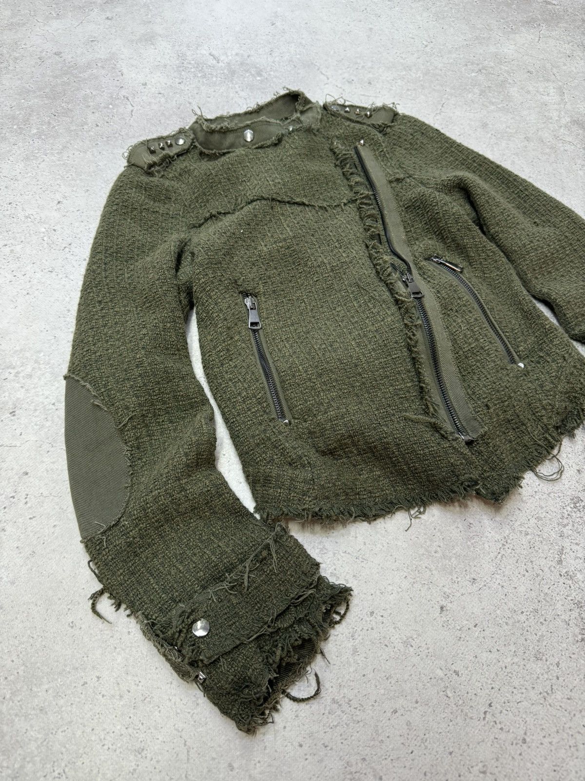 Hedi Slimane Vintage Asymmetric Knit Distressed Jacket Size US S / EU 44-46 / 1 - 6 Thumbnail