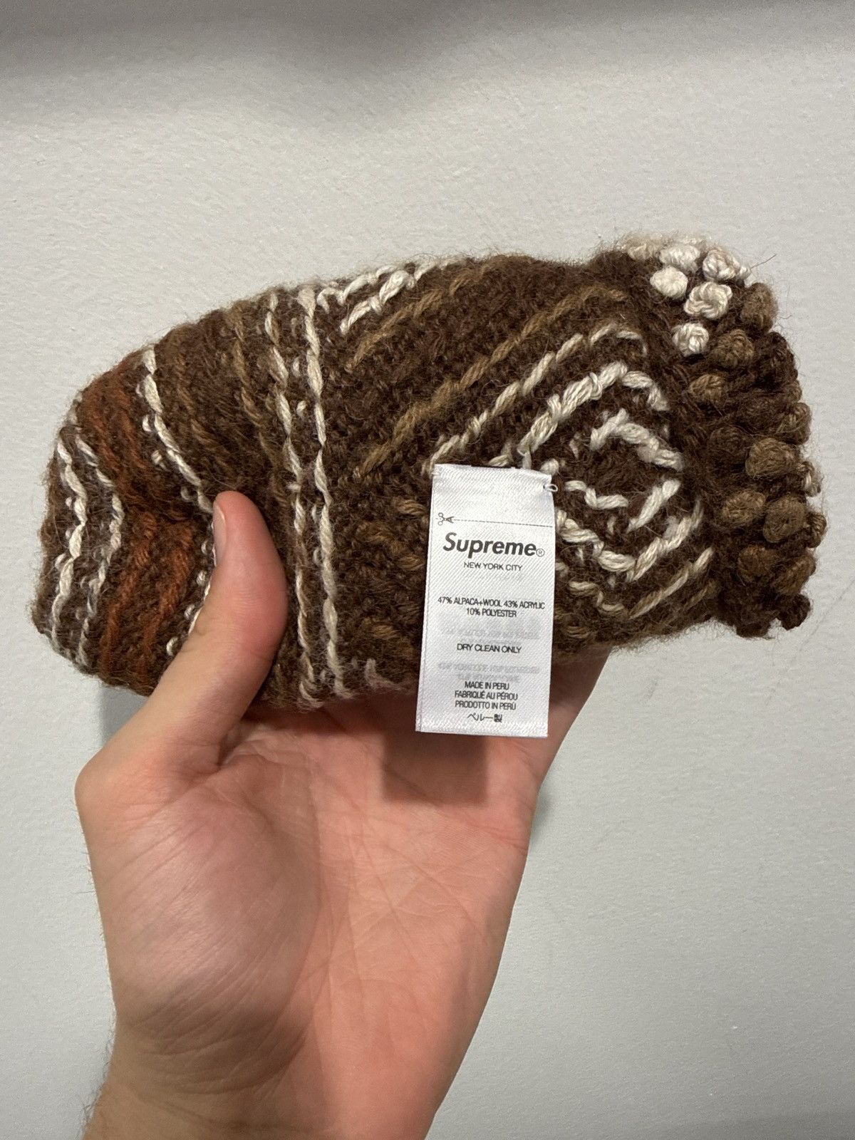Supreme Supreme Textured Knit Beanie Brown FW25 Size ONE SIZE - 3 Thumbnail