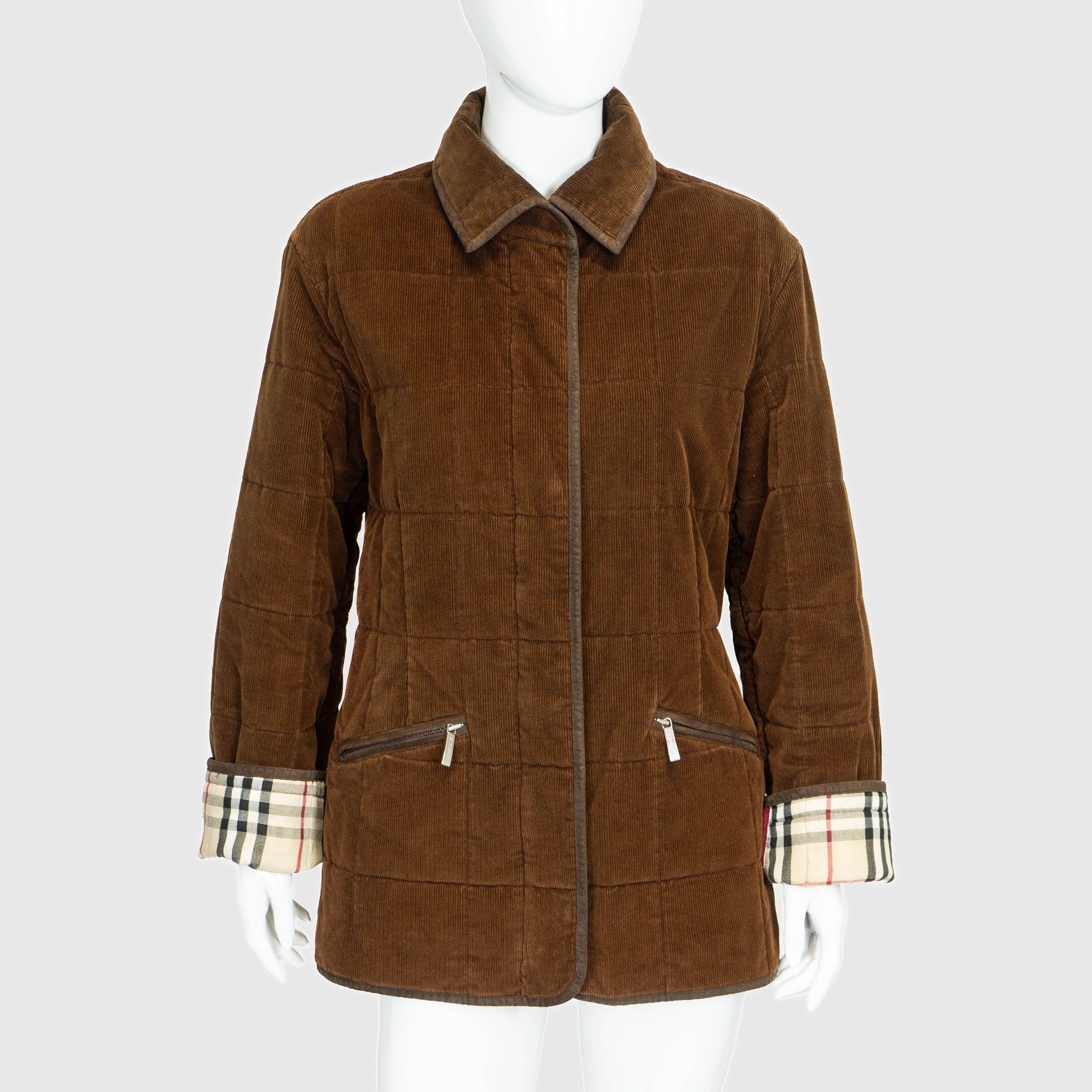 image of Burberry Women Brown Down Velvet Jacket Vintage 90's 00S (Size Medium)