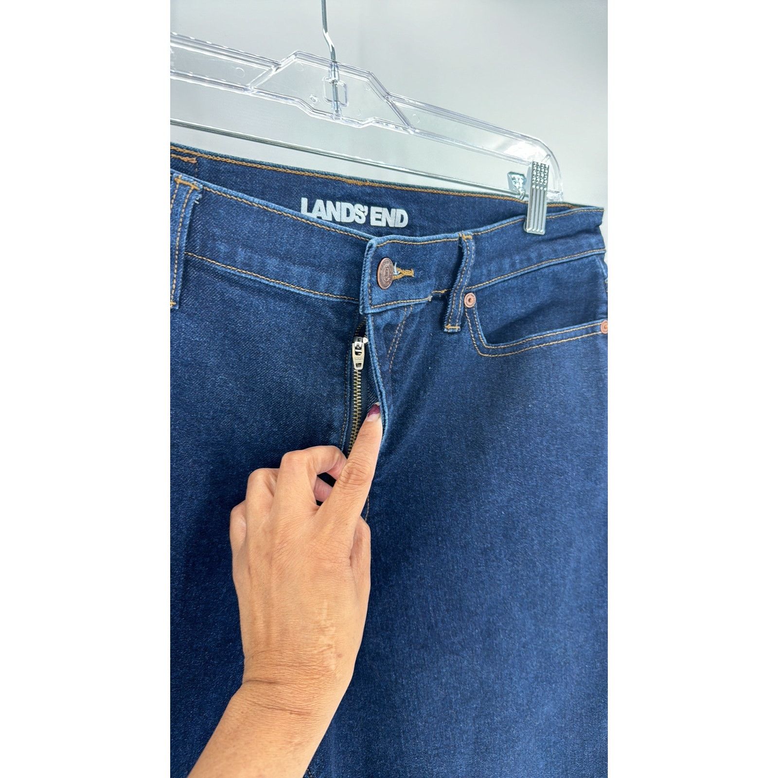Lands' End Lands' End Jeans size 14 Wide Leg Dark Wash Ankle High Rise Size 36" / US 14 / IT 50 - 5 Thumbnail