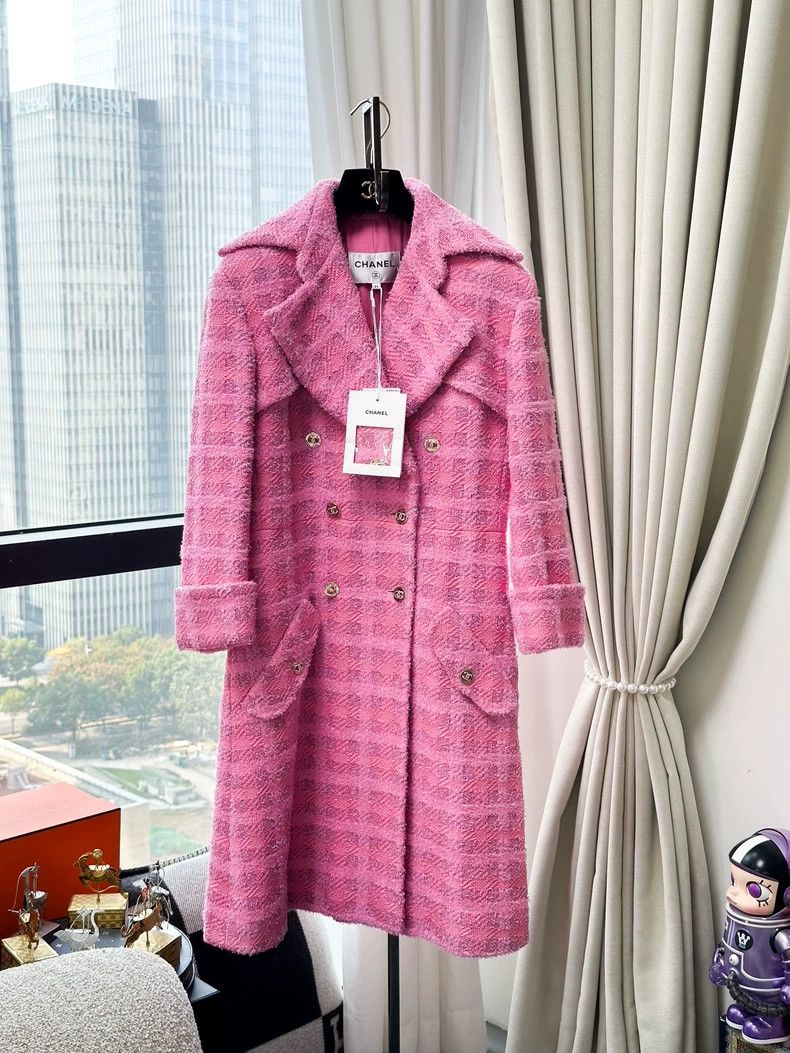 Chanel Chanel A plaid double-breasted long coat Size XXS / US 00 / IT 34 - 1 Thumbnail
