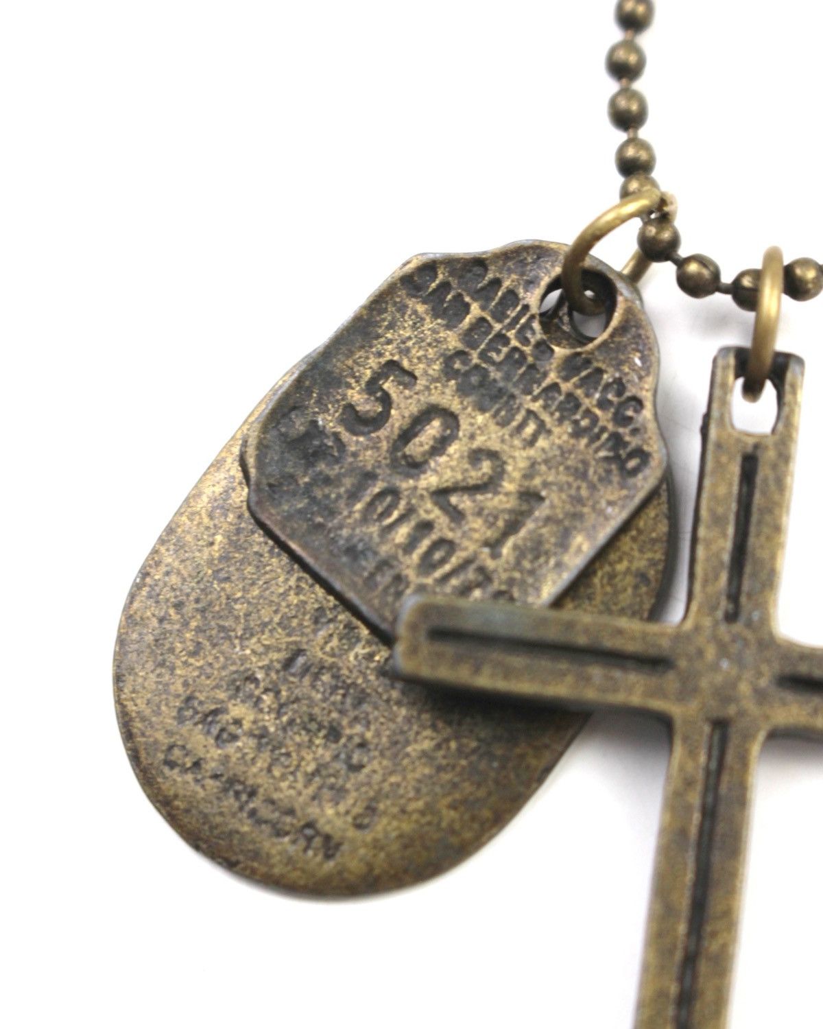 Vintage 1990S JAPANESE MADE PATINA CROSS LAYERED DOG TAG CHARM CHAIN Size ONE SIZE - 4 Thumbnail