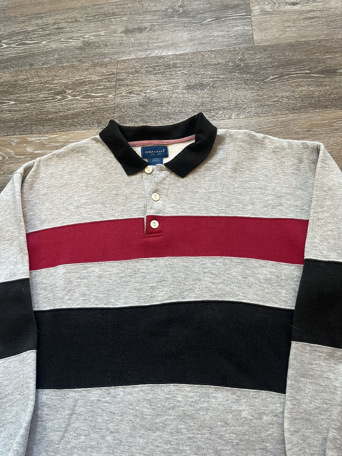 Vintage Vintage Striped Collared Sweatshirt Size US L / EU 52-54 / 3 - 2 Thumbnail