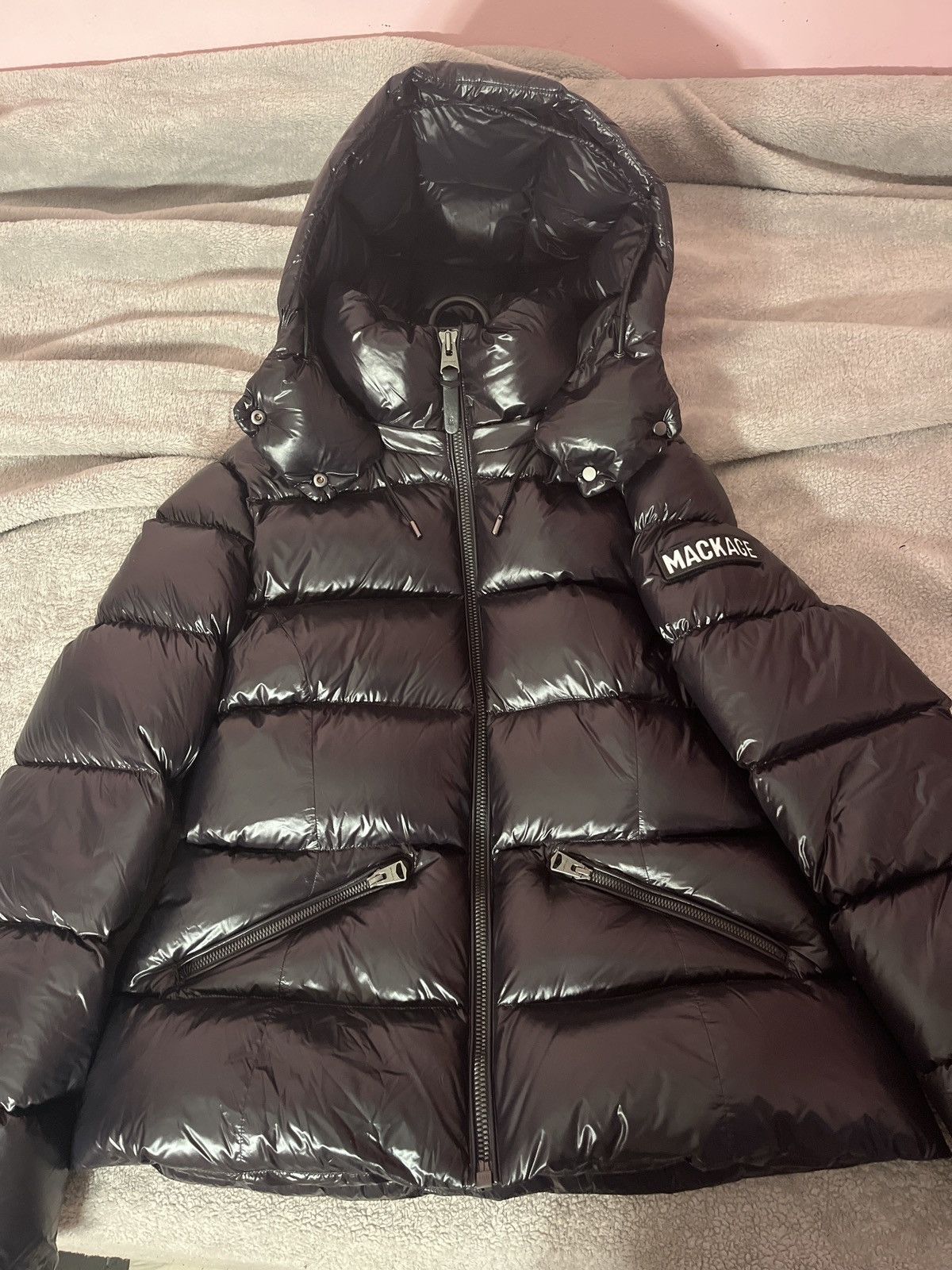 image of Mackage Madalyn Lustrous Light Down Jacket in Black, Women's (Size Large)