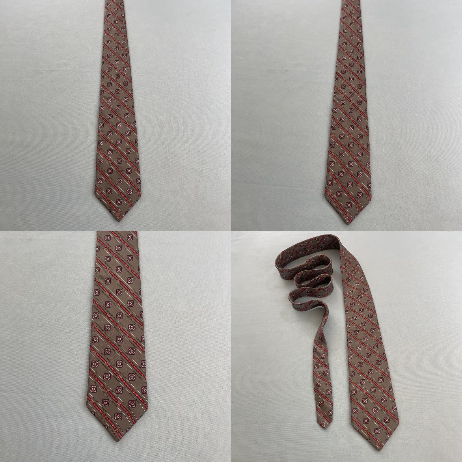 Vintage VINTAGE Duxbury Ltd. Silk Tie Art Deco Belt Neat Gray Repp Stripe Western Aztec Silk Tie 3x58 Mens Neckwear Belt Buckle Motif Size ONE SIZE - 9 Thumbnail