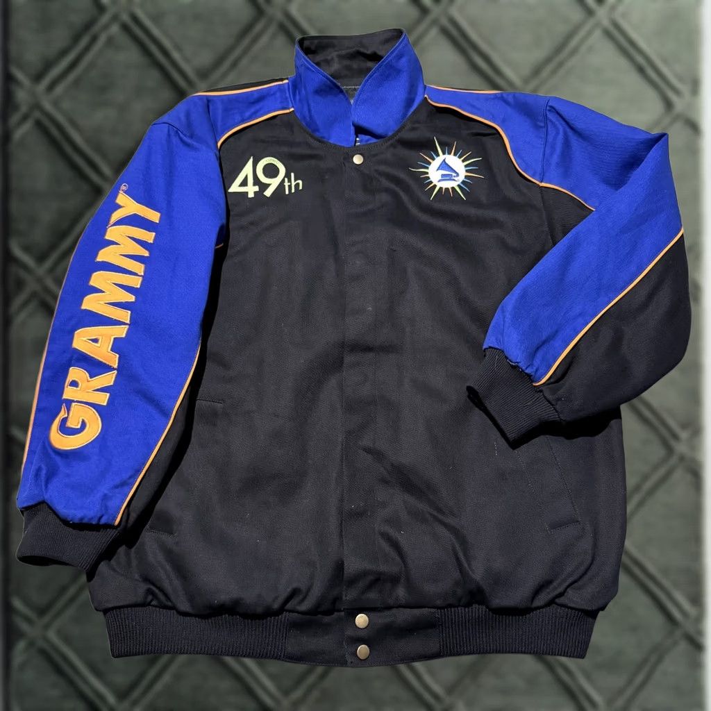 Vintage VINTAGE 49th Grammy Awards Bomber Jacket Men Black Blue Embroidered Snaps XL Jacket Size US XL / EU 56 / 4 - 1 Thumbnail