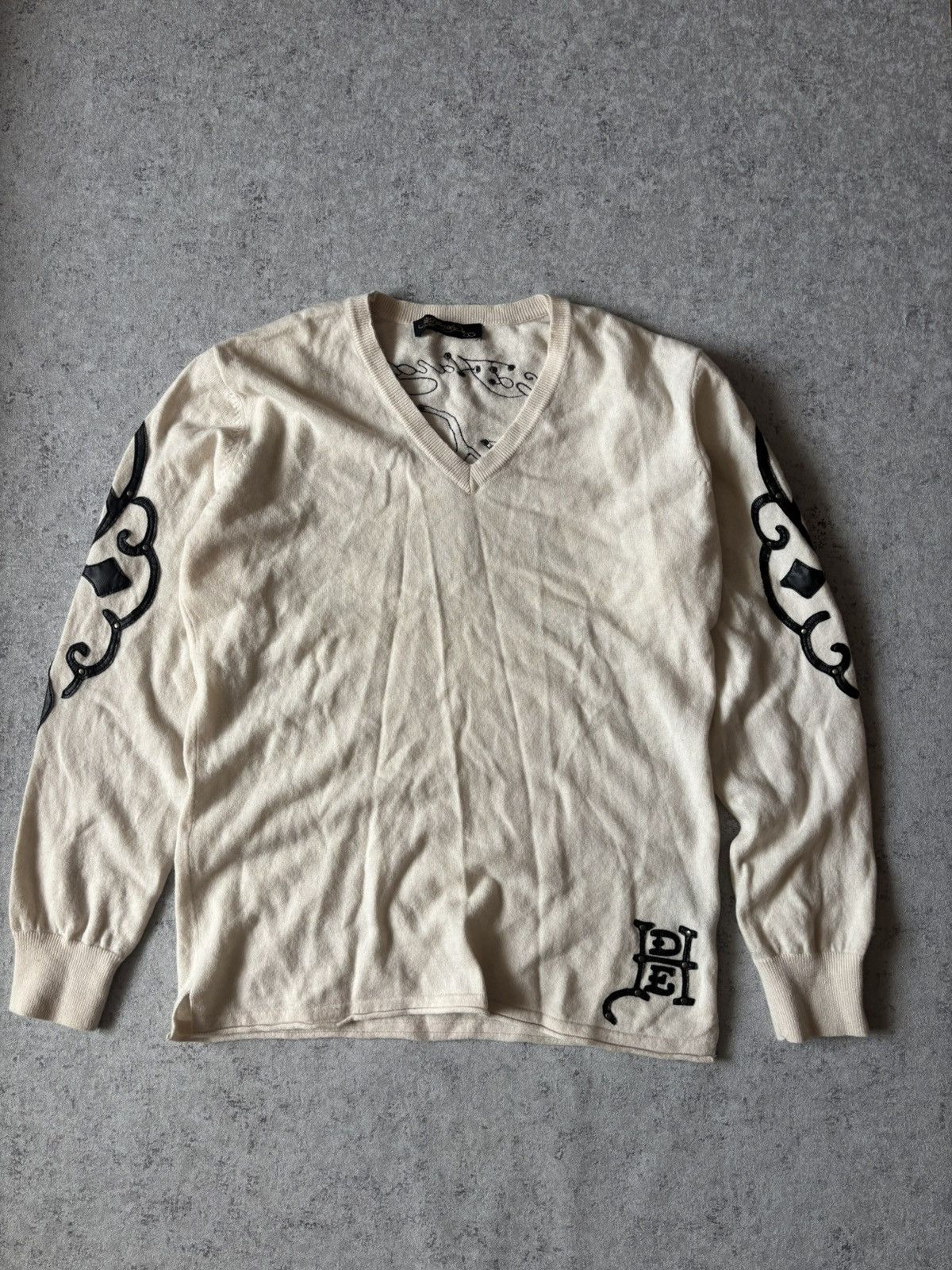 Designer × Ed Hardy ED HARDY WOOL/CASHMERE CREAM SWEATER Size US L / EU 52-54 / 3 - 2 Thumbnail