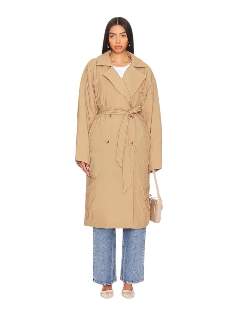 Good American Good American Puffer Trench Coat Khaki XXS/XS NWT Belted Li Size XS / US 0-2 / IT 36-38 - 1 Thumbnail