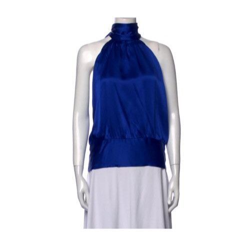 Other Mason Silk Vibrant Blue Halter Plunge V-Back Top Size S / US 4 / IT 40 - 1 Thumbnail