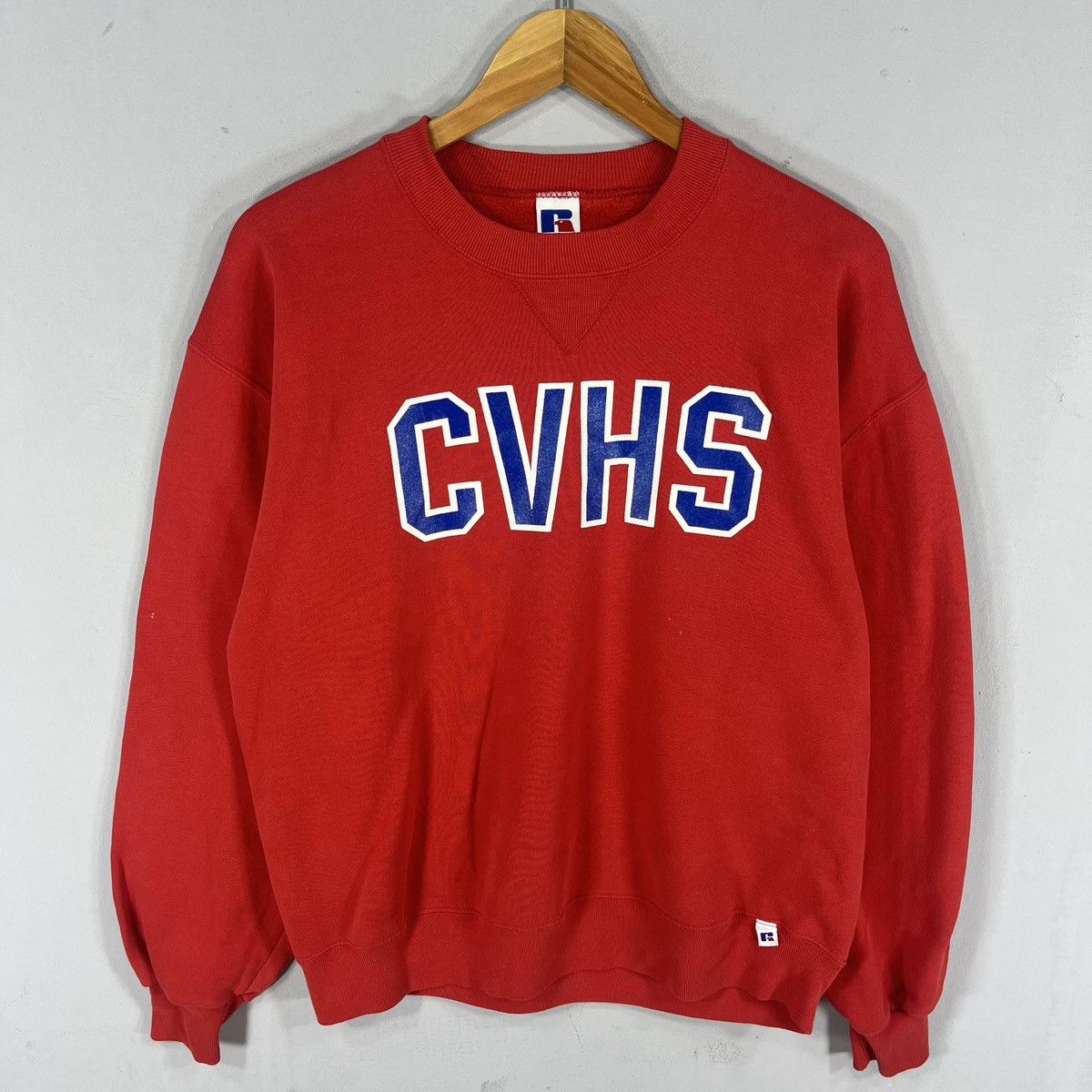 Russell Athletic × Vintage Vintage 90s Russel Tag CVHS Spellout Printed BigLogo Sweater Size US L / EU 52-54 / 3 - 1 Thumbnail