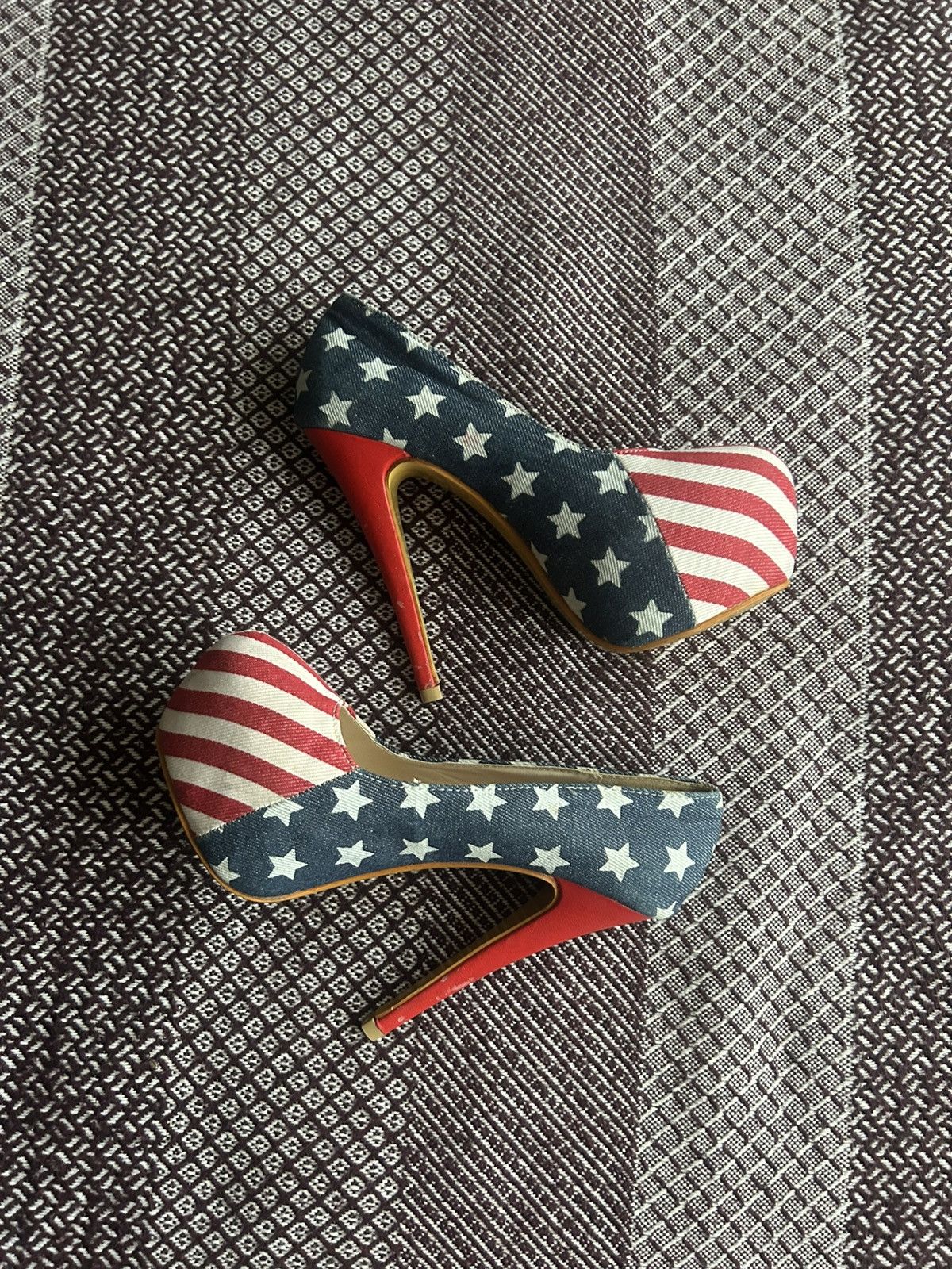 Vintage Vintage Women Heels American Flag Y2K Style Crazy Item Sz 37 Size US 6.5 / IT 36.5 - 4 Thumbnail