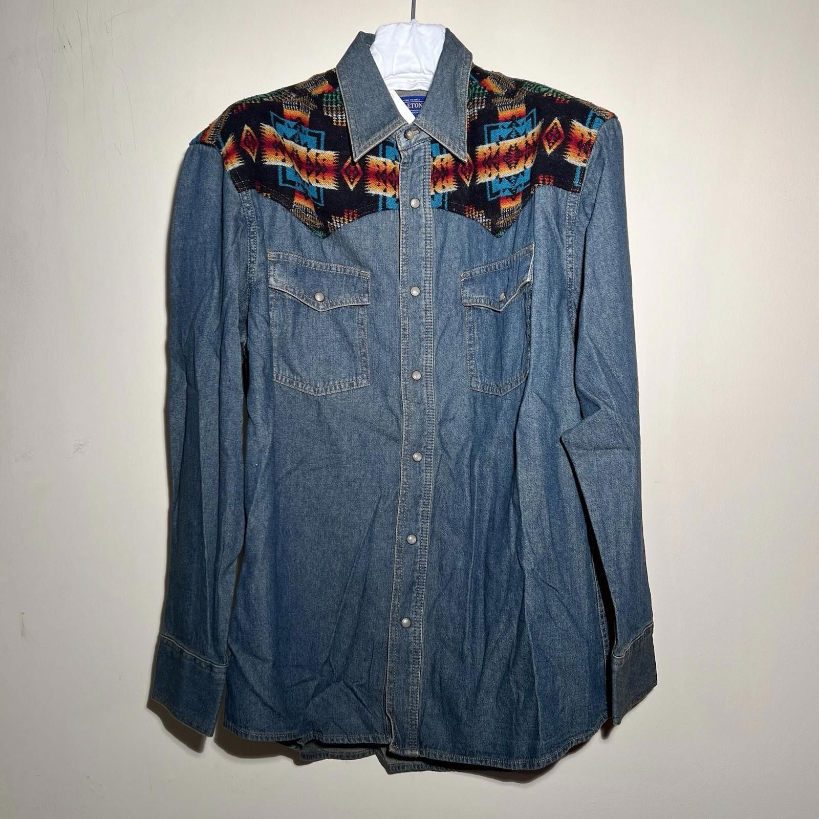 Pendleton Pendleton Desperado Western Denim Wool Shirt L Size US L / EU 52-54 / 3 - 1 Thumbnail