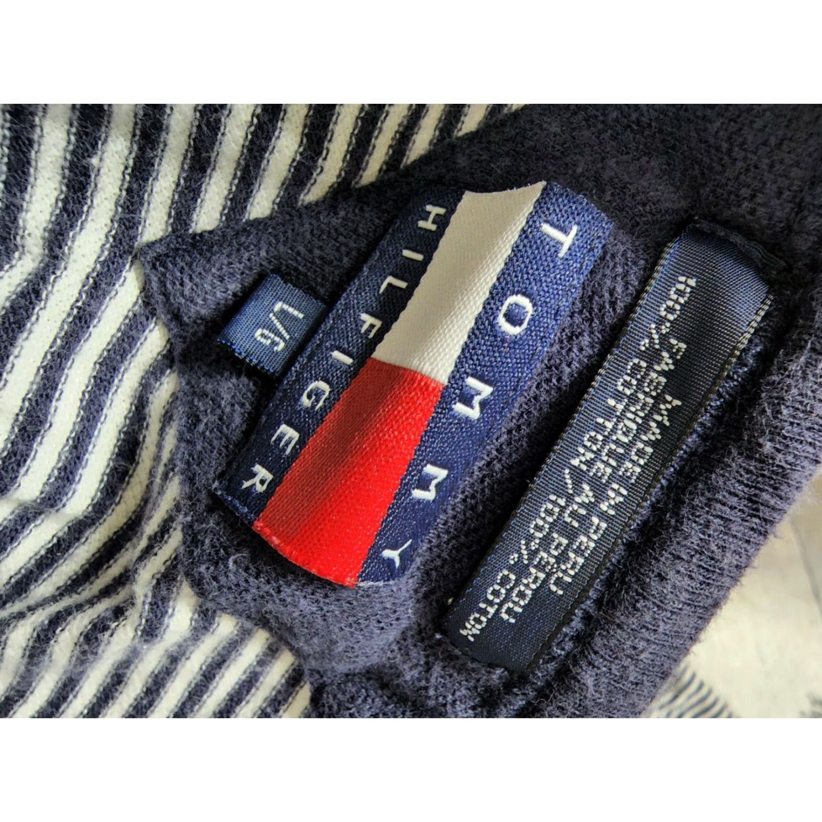 Tommy Hilfiger VINTAGE Tommy Hilfiger T-Shirt Shirt Women L Blue Striped 90s Flag Logo Casual, Cotton, Short Sleeve Size L / US 10 / IT 46 - 4 Thumbnail