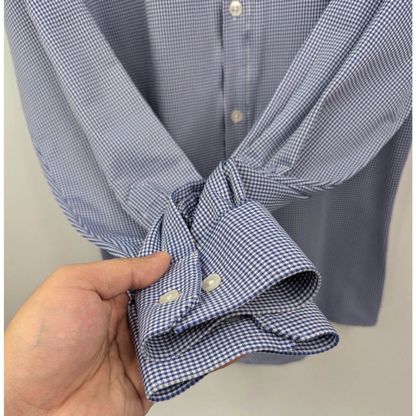 Mizzen+Main Mizzen+Main Check Performance Shirt Men's L Spinnaker Collection Blue Long Sleeve Button-Up Collared Shirt USA, Modern, Casual, Business Mens Size US L / EU 52-54 / 3 - 3 Thumbnail