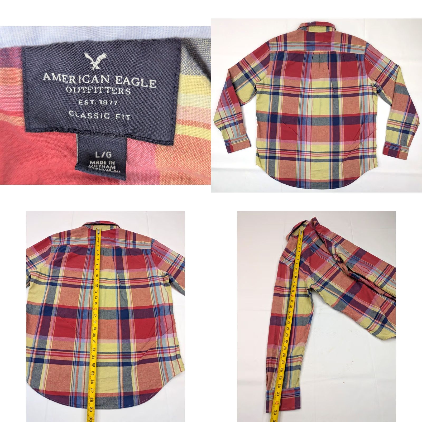 American Eagle Outfitters American Eagle Outfitters Shirt Men L Multicolor Plaid Flannel Long Sleeve Button-Up, Classic Fit, Casual Size US L / EU 52-54 / 3 - 8 Thumbnail
