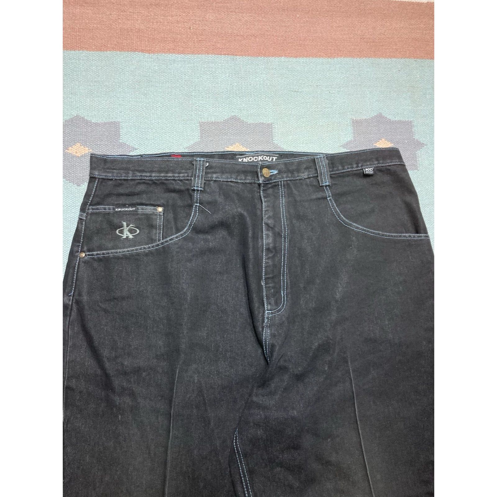 Vintage VINTAGE Knockout Jeans Wide-Leg 45x30 Black Hip Hop Grunge Skater Men Jeans Reg 45" Inseam 30" 9.5" Leg Opening Size US 44 / EU 60 - 7 Thumbnail