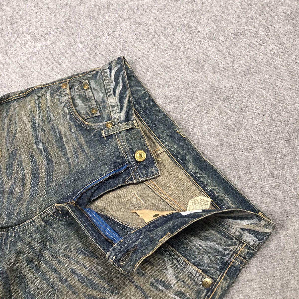 If Six Was Nine × Le Grande Bleu (L.G.B.) DENIM CARFT RUSTY DISTRESSED PAINT STYLE JAPAN JEANS PANTS Size US 32 / EU 48 - 16 Thumbnail