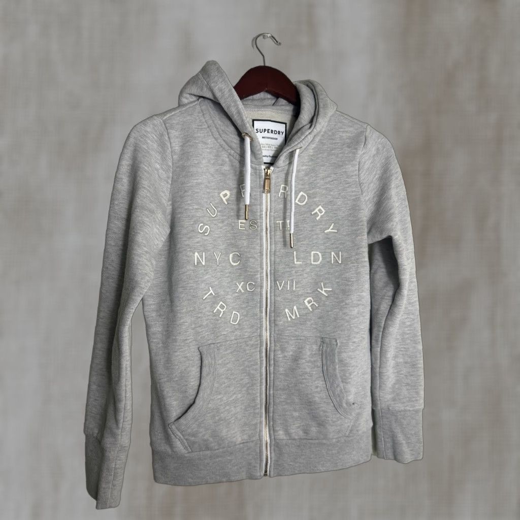 Superdry Superdry British Design Grey Full Zip Hooded Sweatshirt Size 8 Size M / US 6-8 / IT 42-44 - 1 Thumbnail